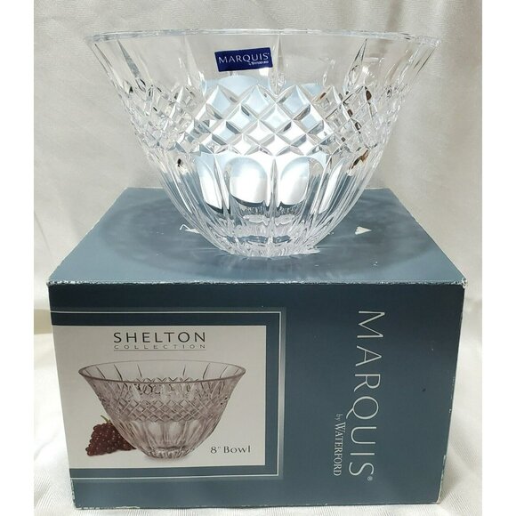 New Marquis Waterford Crystal Bowl Fruit Dessert Salad Serving Dish Germany 8" - Picture 2 of 16